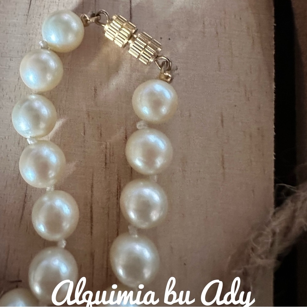 Pearls and gold short necklace - Picture 2 of 4